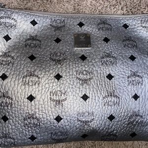 MCM Silver Pouch Wristlet